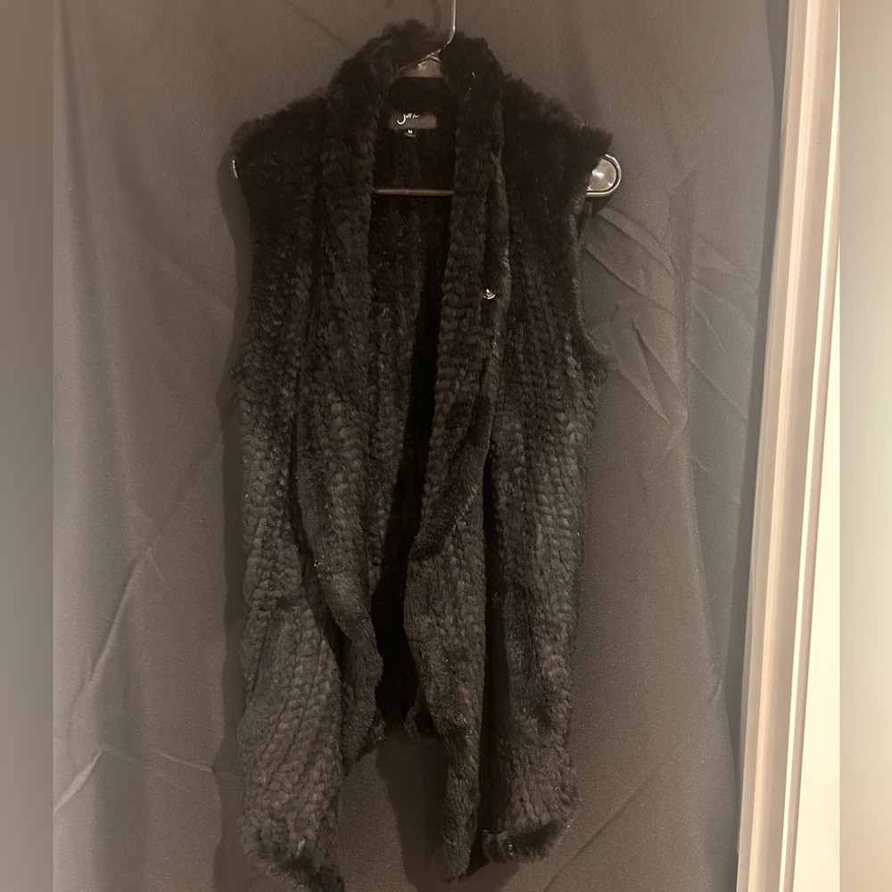 June Women's Rabbit Fur Open Front Vest